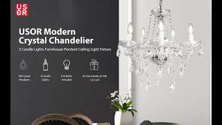 USOR - Modern Crystal Chandelier – Sparkling Lighting Effect Demo