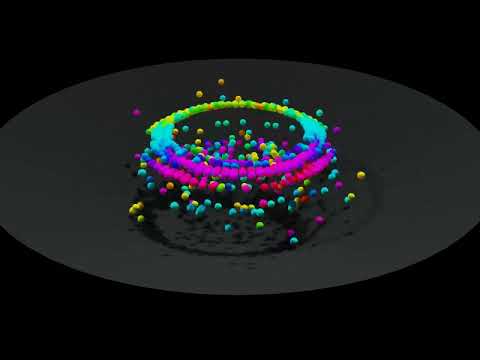 1024 balls bouncing on hyperbolic shape