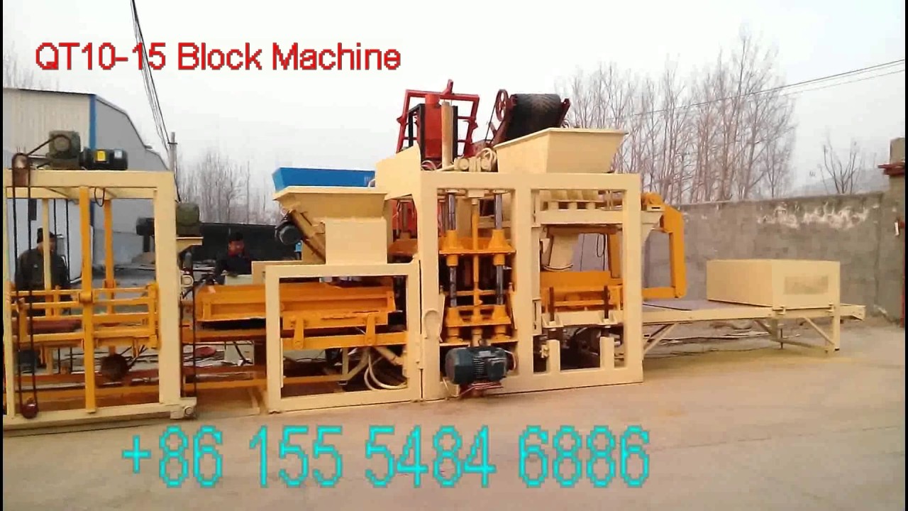 QT10-15 Fully Automatic Hydraulic Brick Machine Production Line - YouTube