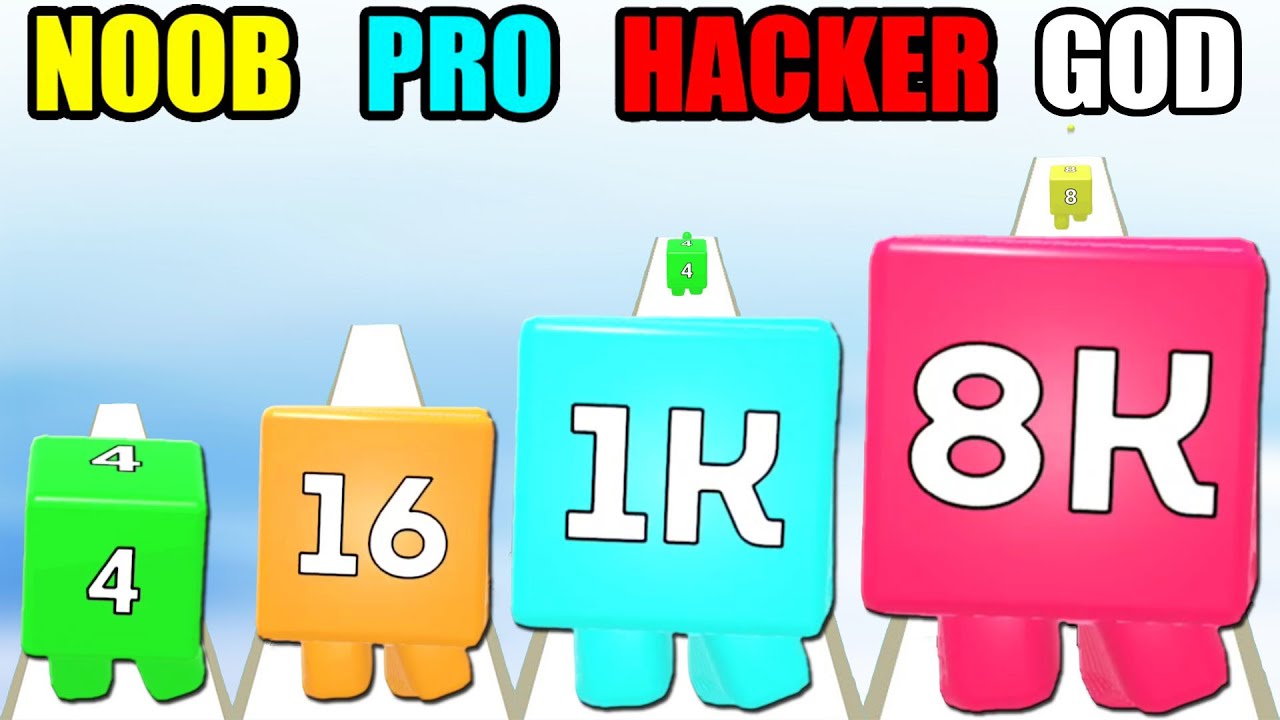 NOOB vs PRO vs HACKER vs GOD 2048 Jelly Shooter