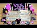 Slime Black🖤 vs Hot Pink 💗Mixing makeup Glitter and beads into Clear🖤💗 Slime videos city