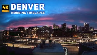 Denver Skyline Sunrise Timelapse - Shot from Hotel Indigo