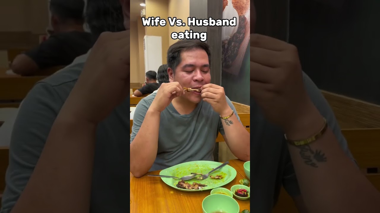 Wife vs husband eating 