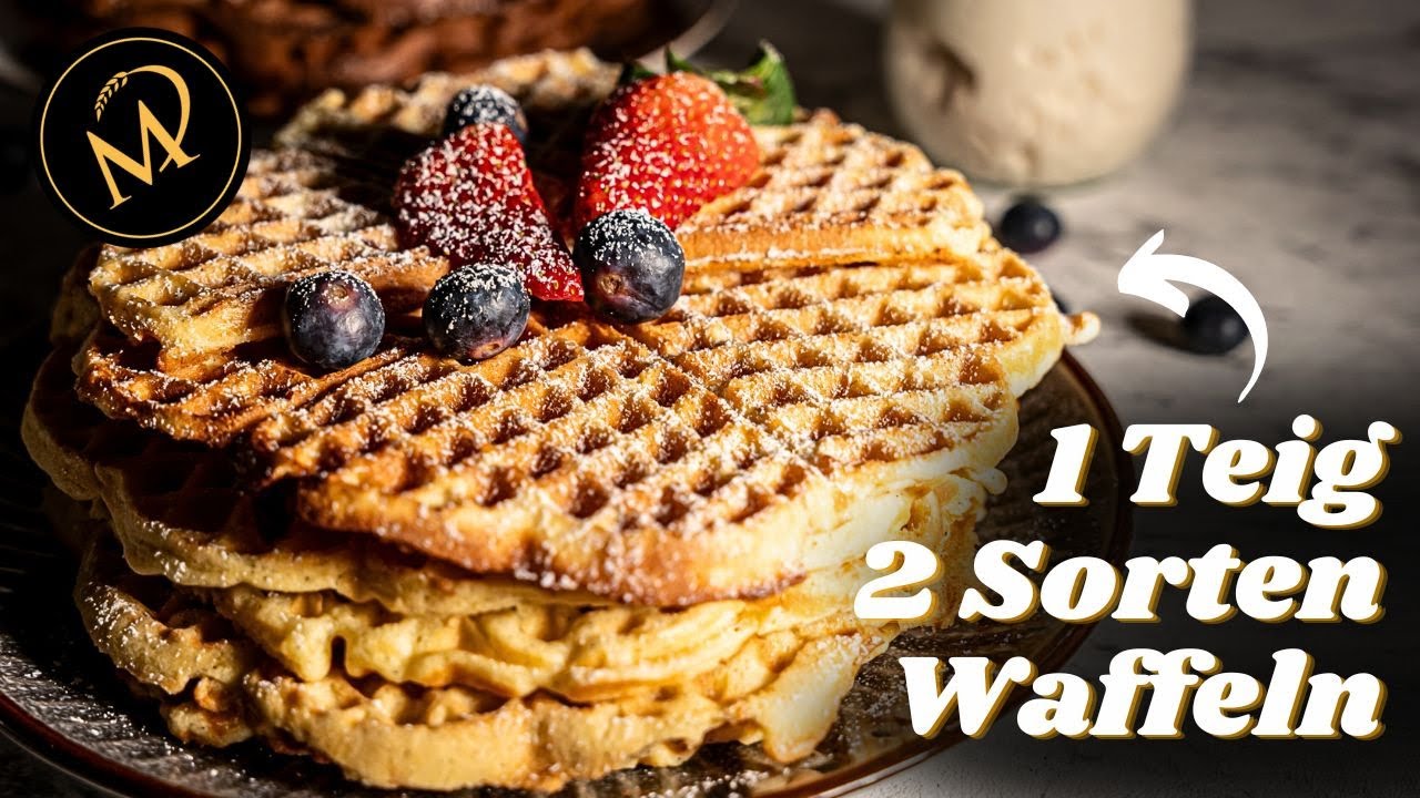 2 Sorten Waffeln aus einem Teig - knusprige Sauerteig Waffeln backen