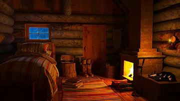 Frosty Blizzard Sounds for Sleeping, and Fireplace in a Cozy Winter Hut