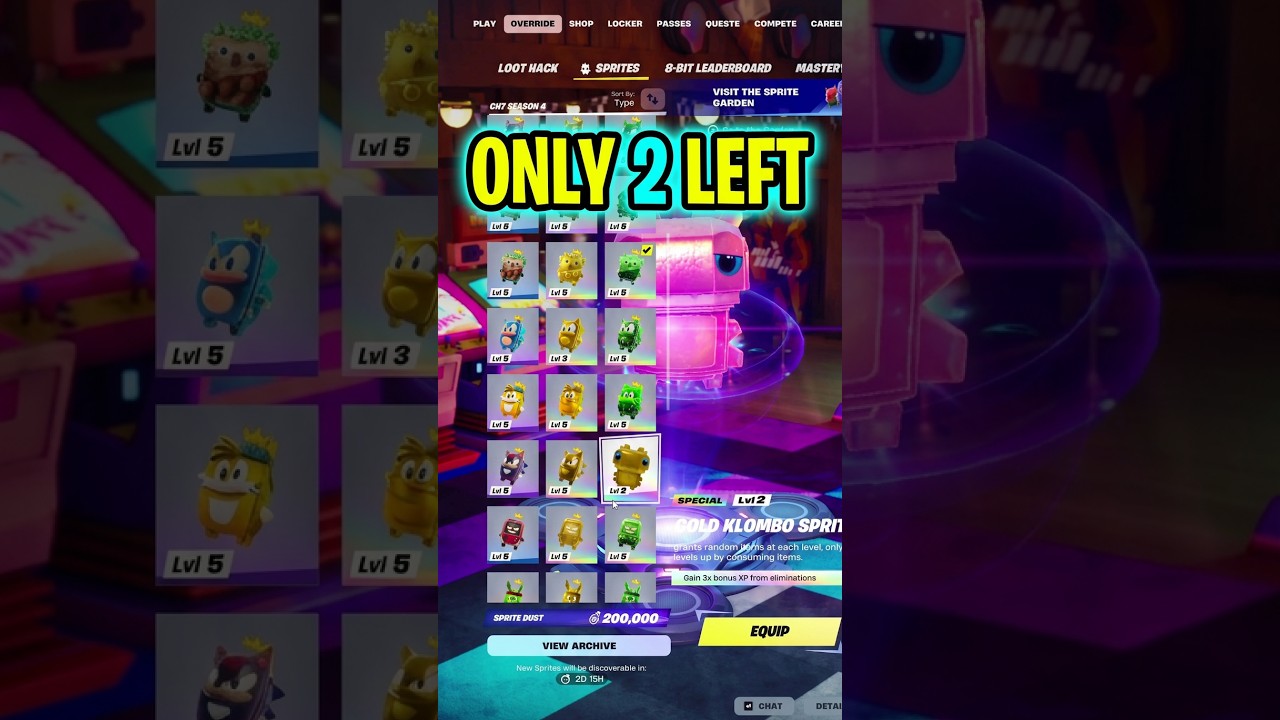🔥 Fortnite Chapter 7 Season 4 Sprite Collection — ONLY 2 LEFT after Cheat Code Monday!