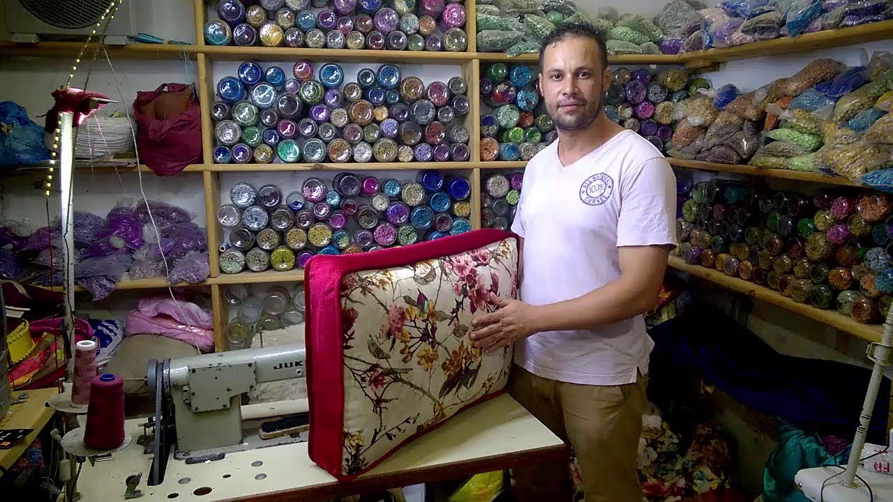 طريقة خياطة مخدة على شكل شنطة بالكوردون__The method of sewing a pillow shaped