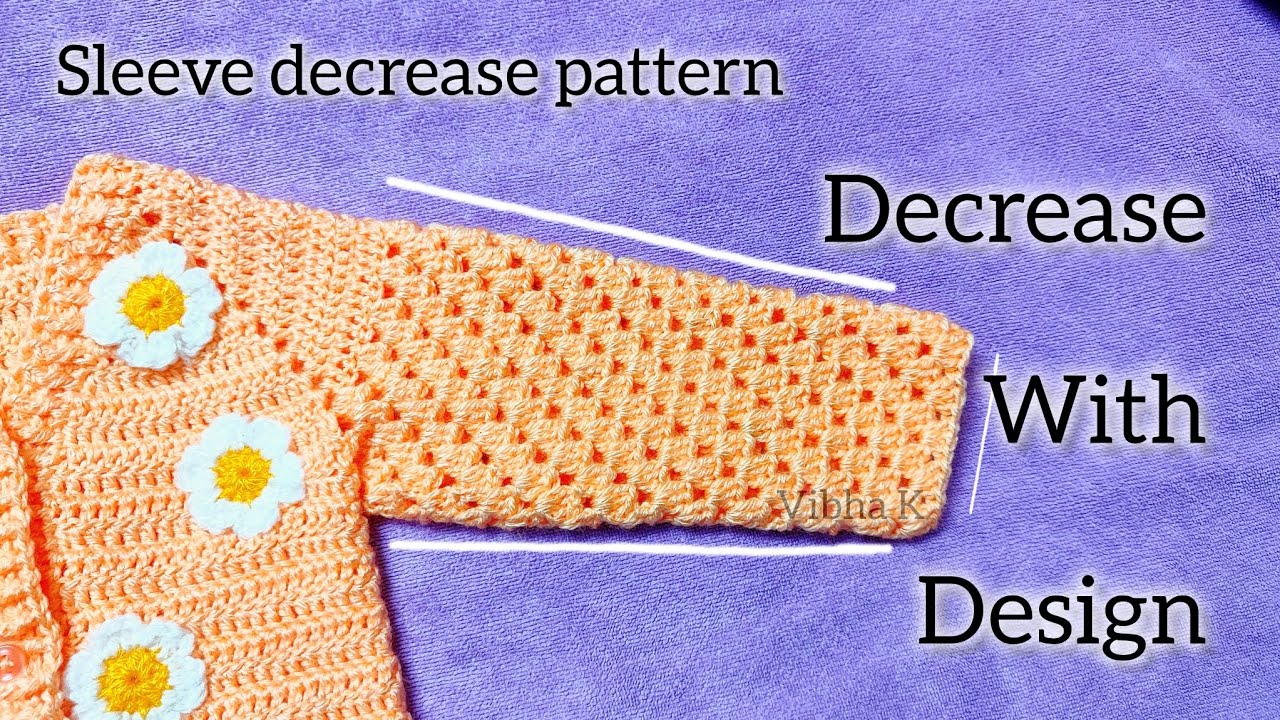 Sleeve decrease pattern with design - YouTube