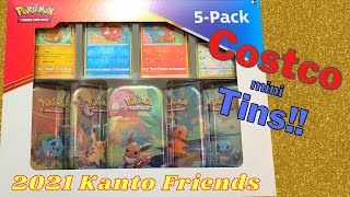 Finding Gold in the Costco 5-pack Mini Tins!! 2021 Kanto Friends Pokemon TCG Box Opening