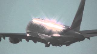 Airbus A380 Emirates A6-Edh Takeoff From Barcelona Lebl And Left Steep Turn