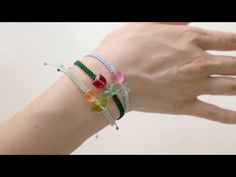 초보자도 쉽게 튤립 비즈 매듭 팔찌 만들기 🌷 <strong>Tulip</strong> Knot Bracelet <strong>Made</strong> Easy for Beginners