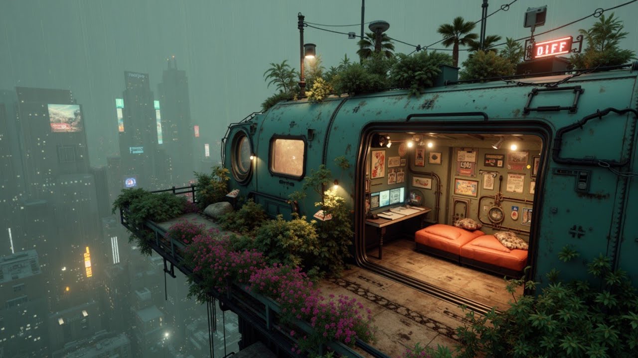 Cyberpunk Sunset Lofi Instrumental Japanese Beats for Focus & Chill