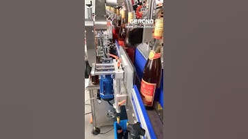 Automatic bottle neck body 3 label wine bottle labeling machine testing video