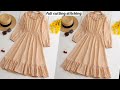 frill layered /frock cutting stitching /with elastic sleeves/with frill neck easy tutorial