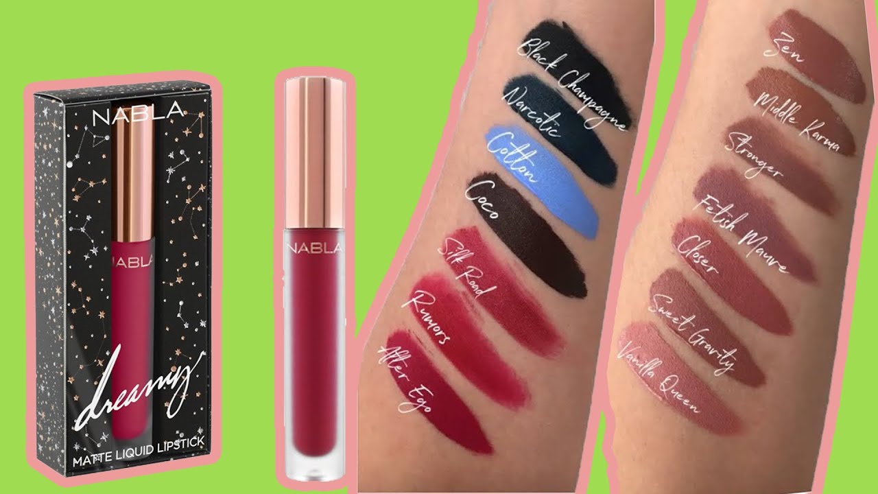 Swatches Nabla Dreamy Liquid lipstick, todos los tonos de los labiales mate  | Industrial Beauty