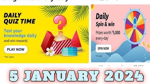 Amazon Funzone Quiz Today Answers |5 January 2023 | @dailyquiztime #amazonfunzon
