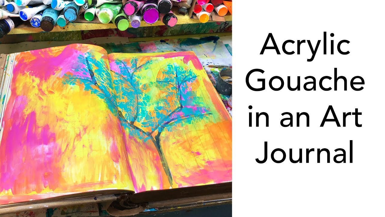 Using Acrylic Gouache in an Art Journal - YouTube