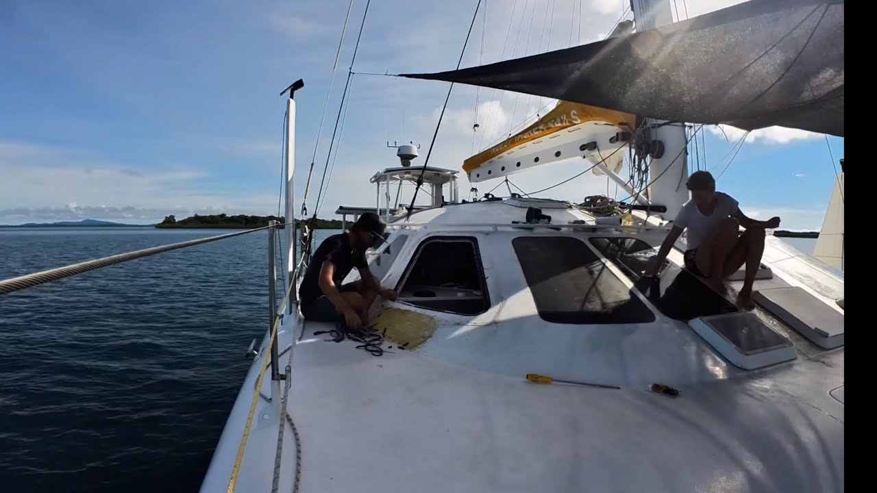 ⁣Replacing a window while sailing through pirate waters and wildlife of Borneo
