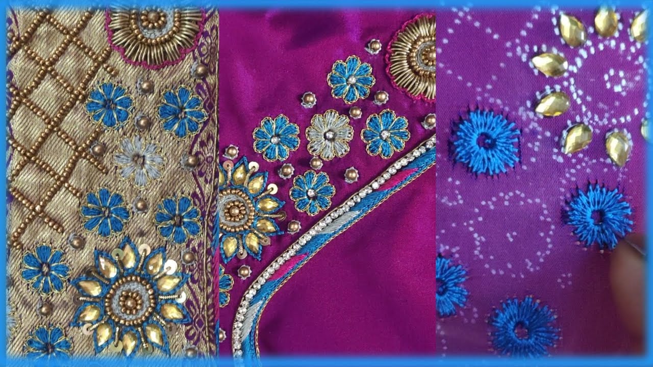 Maggam work blouse design // Aari work blouse design // Hand embroidery tutorials classes in telugu