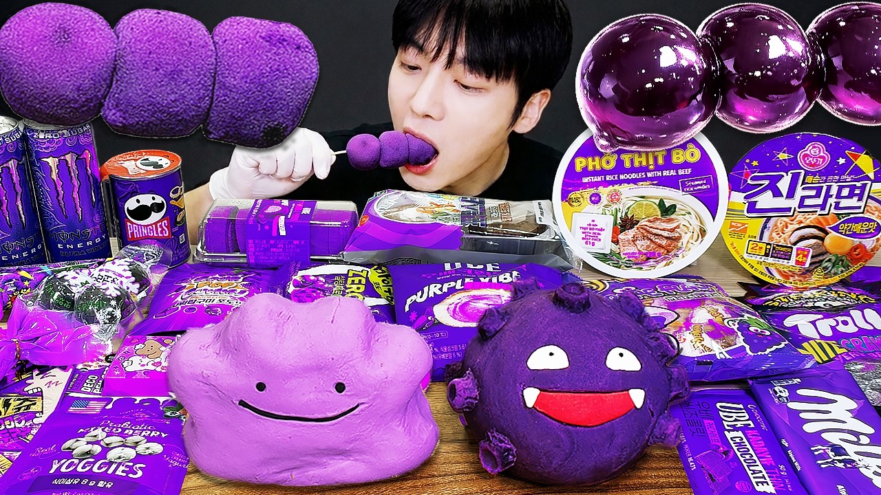 ASMR MUKBANG | 직접 만든 갤럭시 꿀젤리 퍼플 디저트 아이스크림 먹방 & 레시피 DESSERT GALAXY HONEY JELLY CANDY