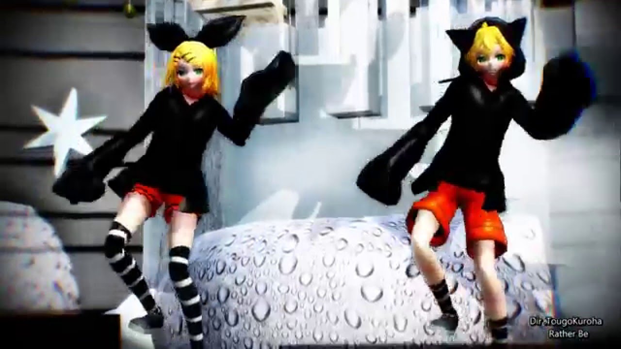 MMD 】- Rather Be -【 TDA Rin & Len Black Cat 】 - YouTube