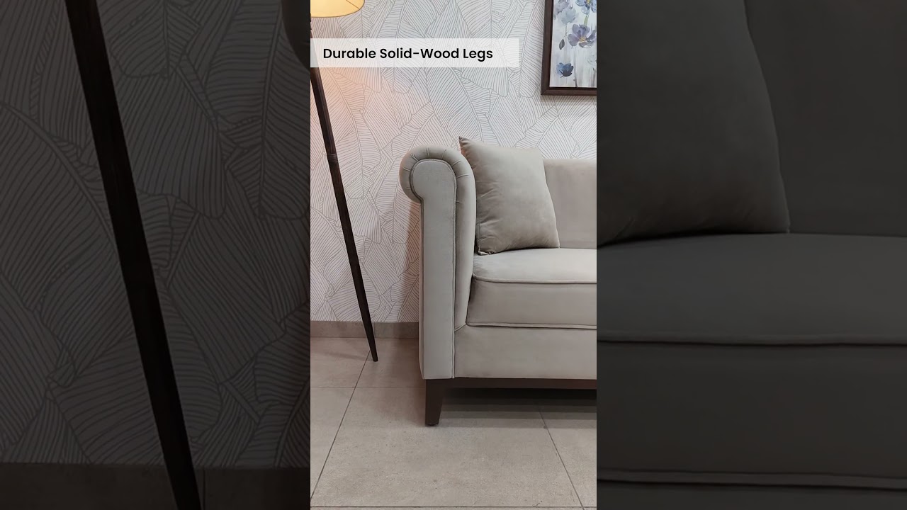 Aelber Velvet 3 Seater Sofa In Beige Colour, By Casacraft from Pepperfry