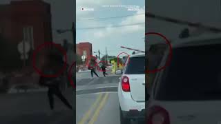 People #escape #car stuck on #traintracks before collision