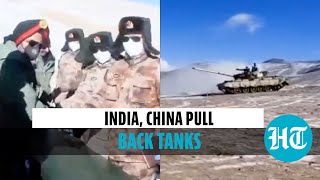 Watch video of Indian \& Chinese tanks disengaging in Ladakh
