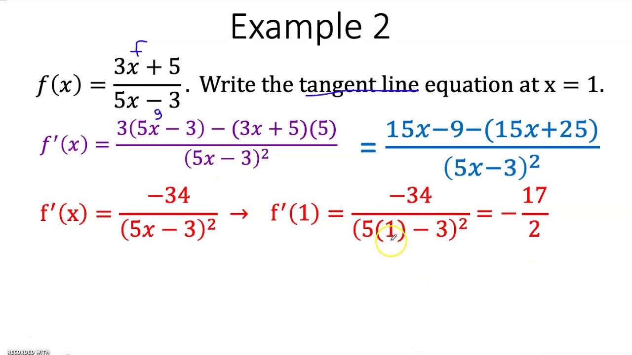 Quotient Rule Examples Youtube