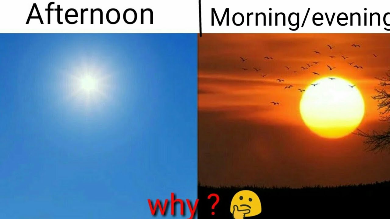 सूर्य सुबह और शाम के समय लाल क्यों दिखाई देता है और दोपहर में सूर्य सफेद क्यों दिखाई देता है?