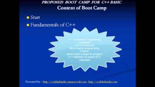 Proposed Boot Camp C Plus Plus Beginner Part I