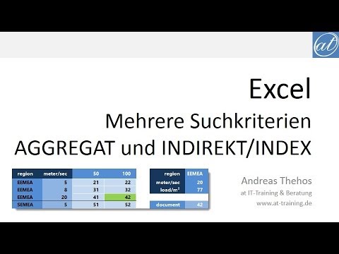  Update Excel # 406 - Mit mehreren Suchkriterien Kreuztabelle auslesen - AGGREGAT und INDIREKT / INDEX