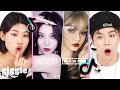 Koreans react to kpop idol makeup transformation tiktok ft blackpink aespa le sserafim