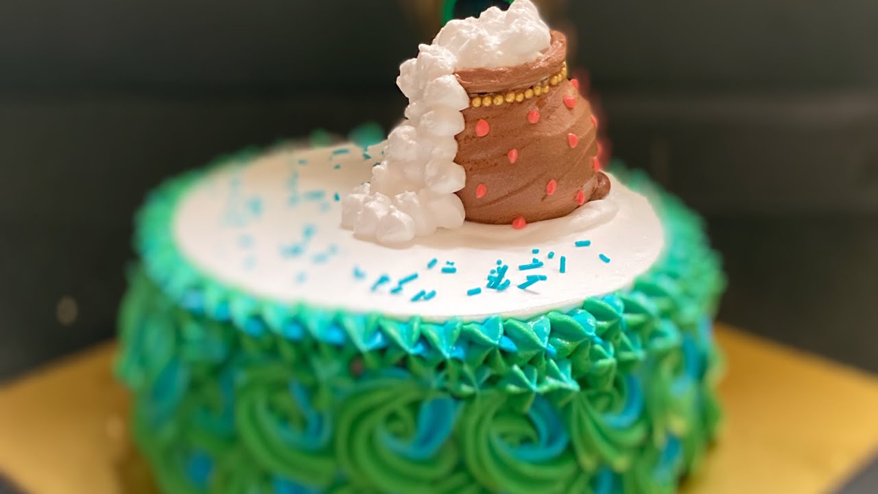 Janmashtami special matka cake/Matka cake/Janmashtami theme cake/Birthday cake for lord krishna