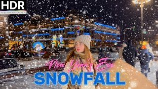 🇷🇺 RUSSIAN SNOWFALL ❄️ Moscow nightlife in winter on Christmas and New Year's Eve ⁴ᴷ With Captions