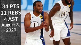 T.J. Warren 34 PTS 11 REBS 4 AST | Pacers vs Wizards | Full Highlights 8\/3\/20