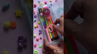 Filling 90's pencil case | Stationery haul #schoolsupplies #pencilbox #schoollife #compass #bts