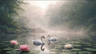 Swans in the Misty Lotus Pond | Young Wizard Journey Ambience 4K | Tranquil Nature Fantasy [No Ads] screenshot 3