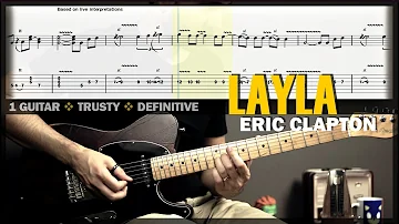 Layla | Guitar Cover Tab | Live Solo Lesson | Backing Track with Vocals 🎸 ERIC CLAPTON