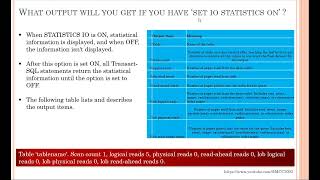 What output will you get if you have ‘set io statistics on’ ? #sqlserver2017 #freshers #beginners