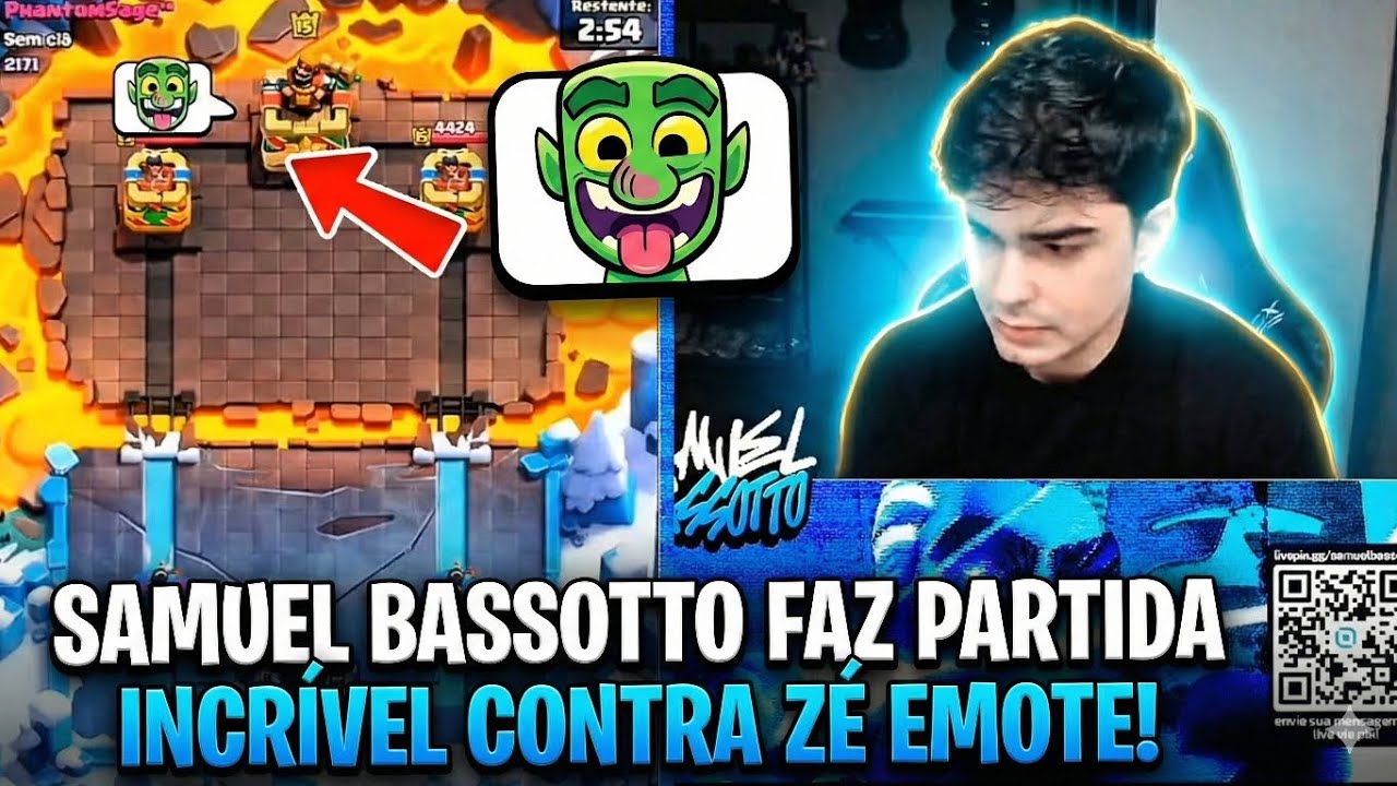 ZÉ EMOTE SE DANDO MAL CONTRA O SAMUEL BASSOTTO NO TOP GLOBAL DO CLASH ROYALE 