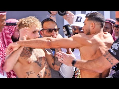 FURY THROWS FIRST PUNCH!! - Jake Paul vs. Tommy Fury • FULL WEIGH IN & FACE OFF | BT Sport Boxing