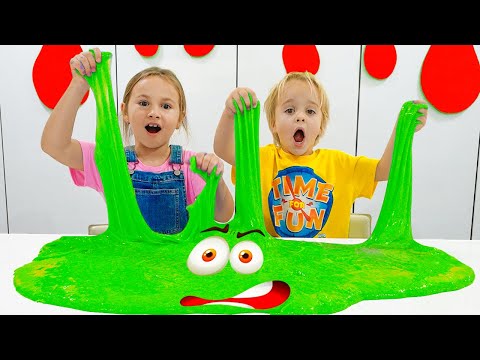 Chris e Nicole estão brincando com slimes | Jogos divertidos com o tio