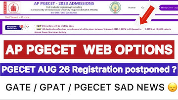 AP PGECET 2023 GATE / GPAT WEB OPTIONS | PGECET AUG 26 REGISTRATION POSTPONED ?