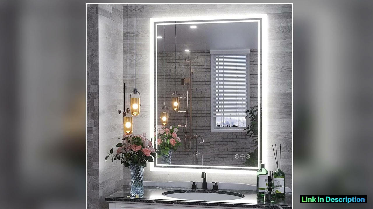 LED Bathroom Mirror 3 Size Dimmable Wall Mounted Mirror Rectangle Makeup Mirror Demist Vertical Hor