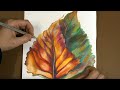 Speed Painting - Drawing Leafes with Colored Pencils on Paper