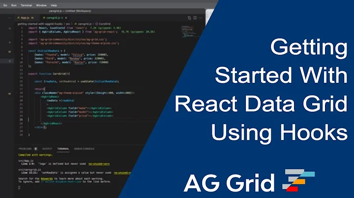 Getting started with React Data Grid Using Hooks from AG Grid