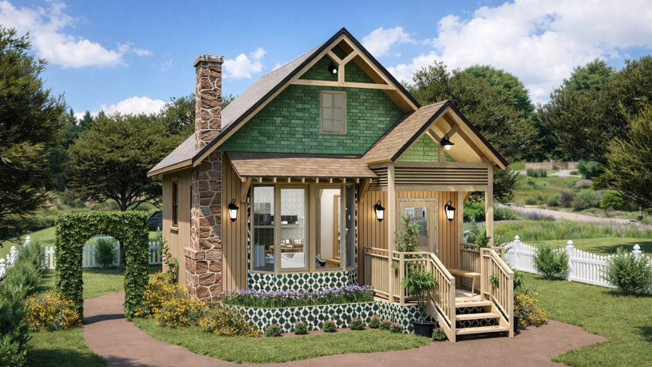 20x24 ft (6x7 m) 2-Story Cottage House | Smart Compact Home Design