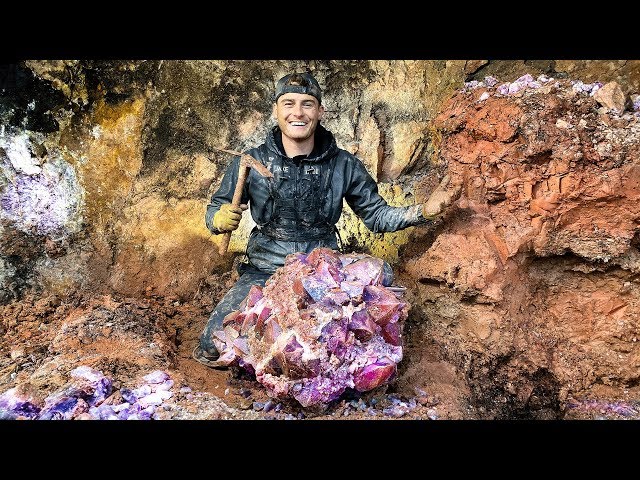 Found Rare $50,000 Amethyst Crystal While Digging at a Private Mine! (Unbelievable Find) class=