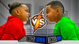 DJ \u0026 KYRIE BATTLE IN WWE MATCH UP!! LET THE BEST BROTHER WIN | The Prince Family Clubhouse